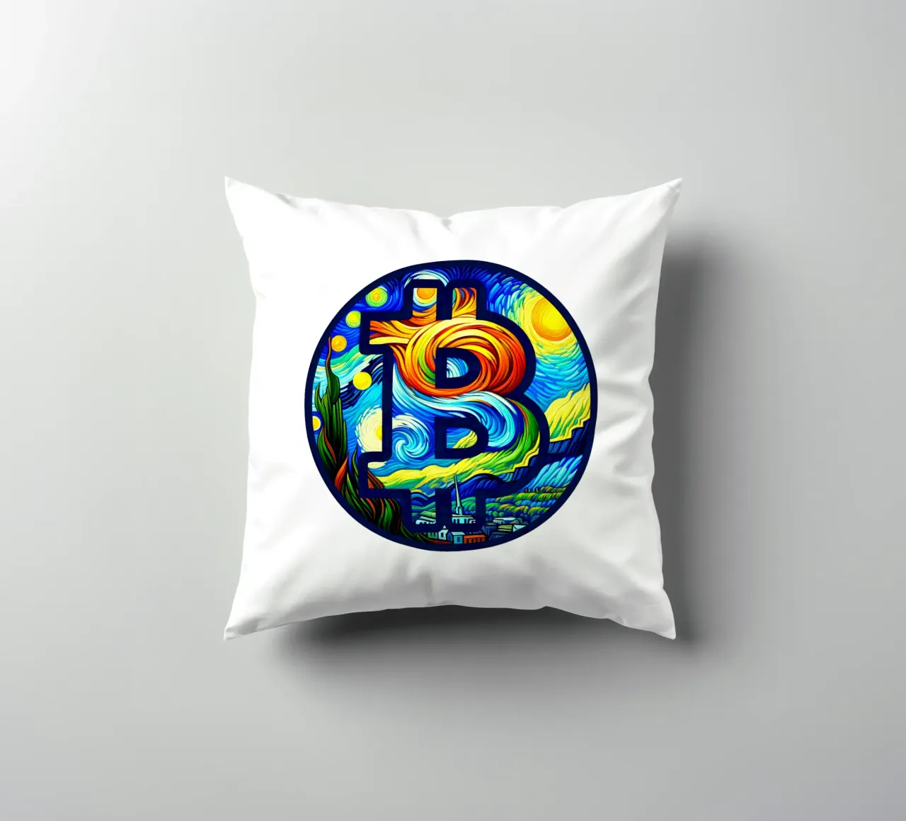BTC... viewed via the V.Gogh-node Kissen von Crypto_Jungle