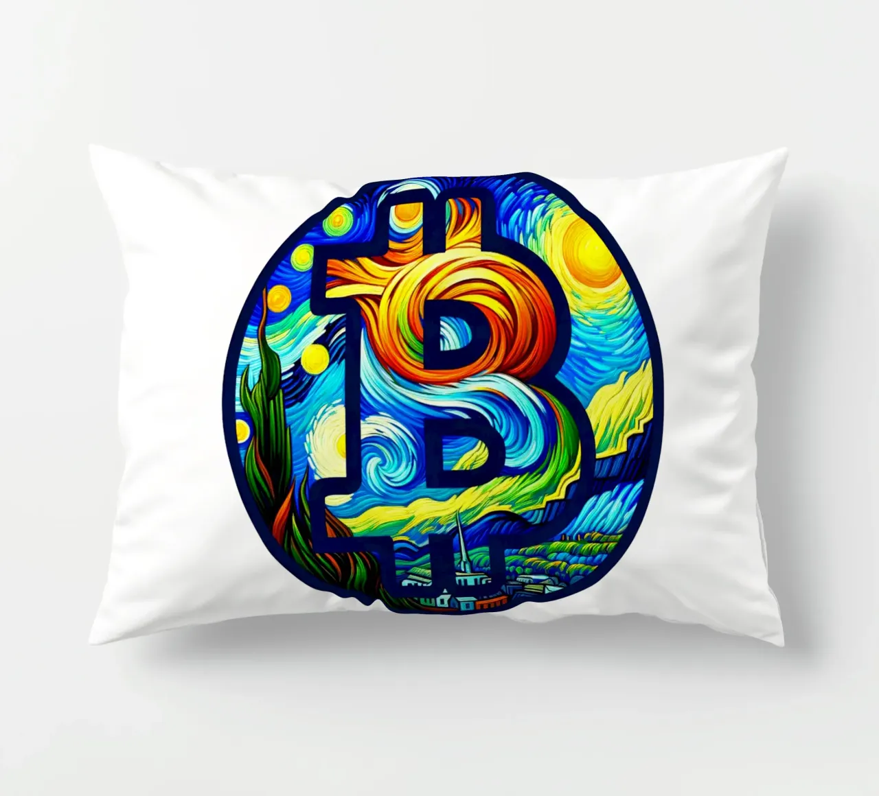 BTC... viewed via the V.Gogh-node Kissen von Crypto_Jungle