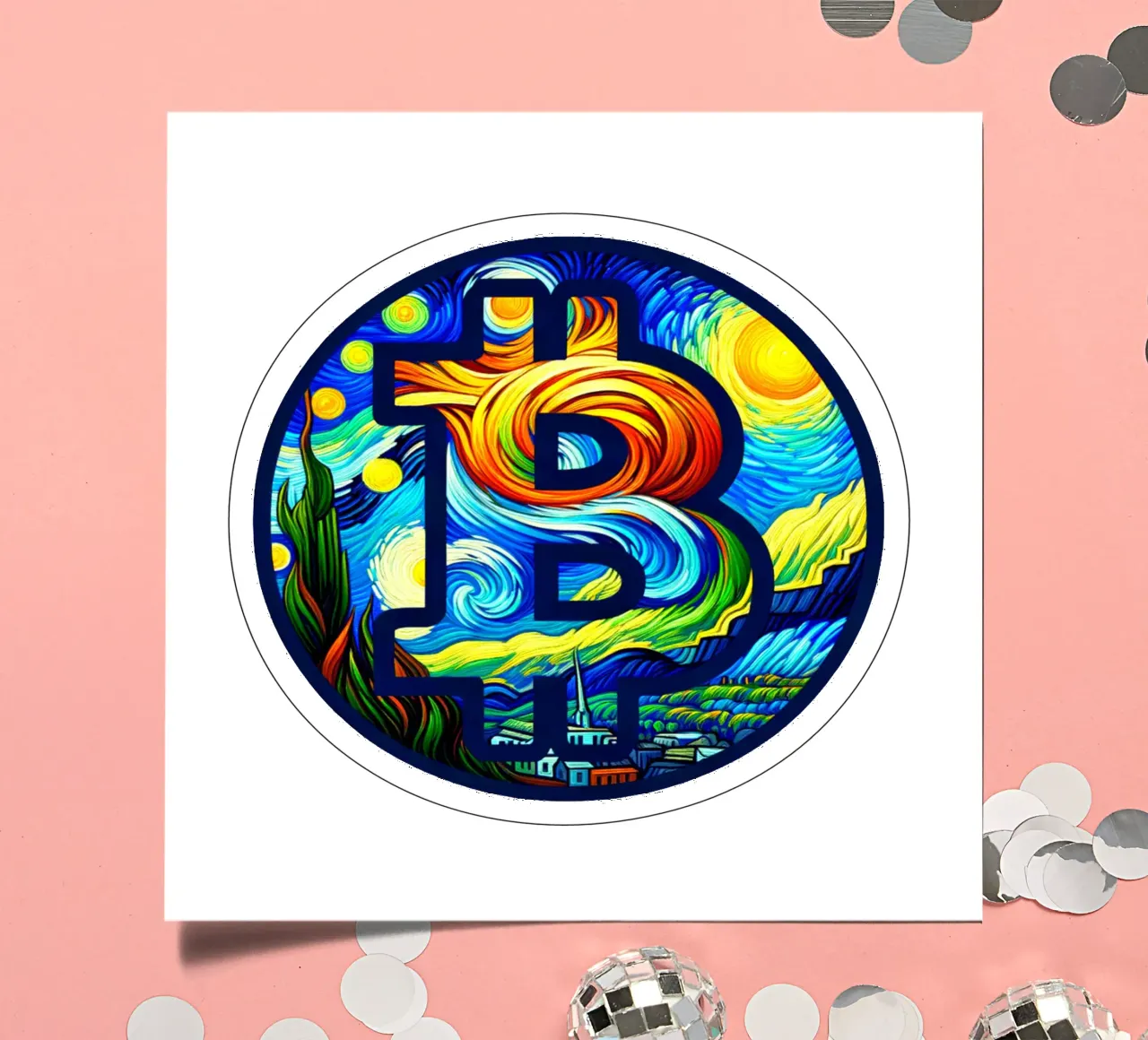 BTC... viewed via the V.Gogh-node foglio adesivo da Crypto_Jungle
