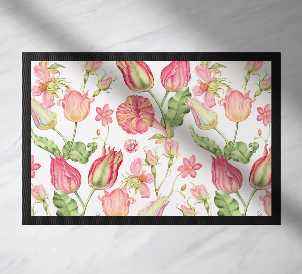 Nostalgici fiori di primavera storici dipinti a mano in rosa zerbino da Flower Garden - Uta Naumann