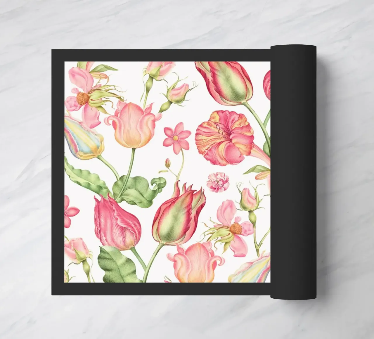 Nostalgici fiori di primavera storici dipinti a mano in rosa zerbino da Flower Garden - Uta Naumann
