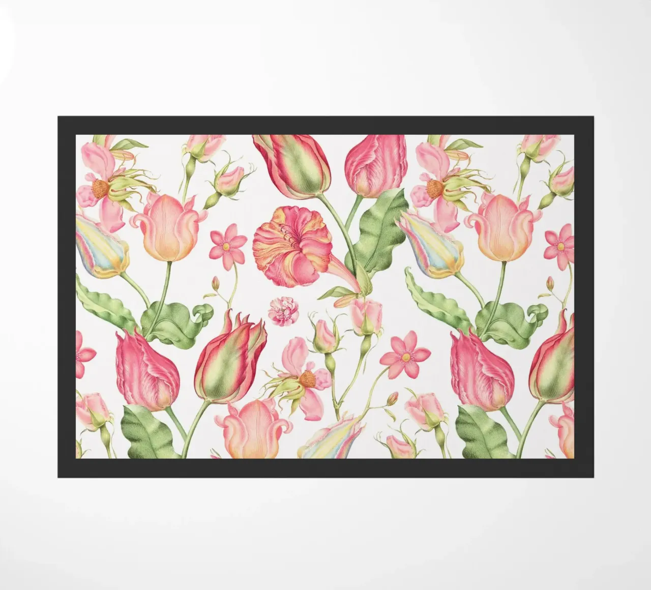 Nostalgici fiori di primavera storici dipinti a mano in rosa zerbino da Flower Garden - Uta Naumann