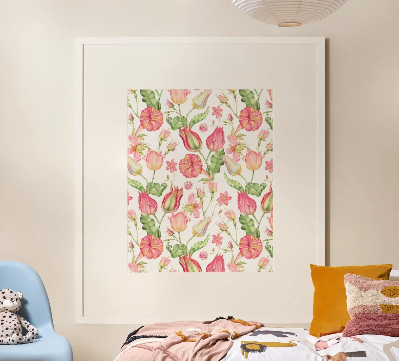Nostalgici fiori di primavera storici dipinti a mano in rosa poster da Flower Garden - Uta Naumann