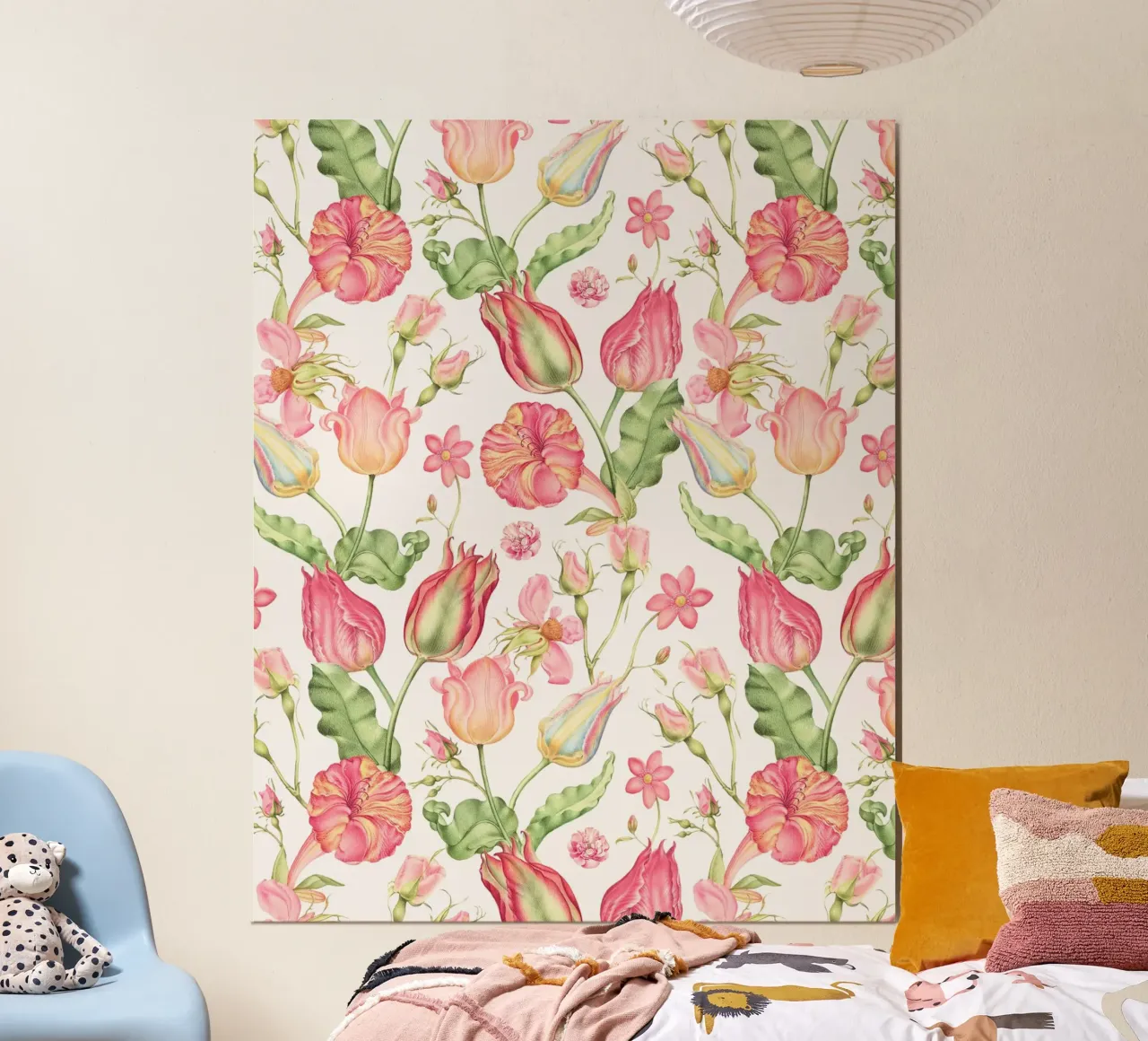 Nostalgici fiori di primavera storici dipinti a mano in rosa poster da Flower Garden - Uta Naumann