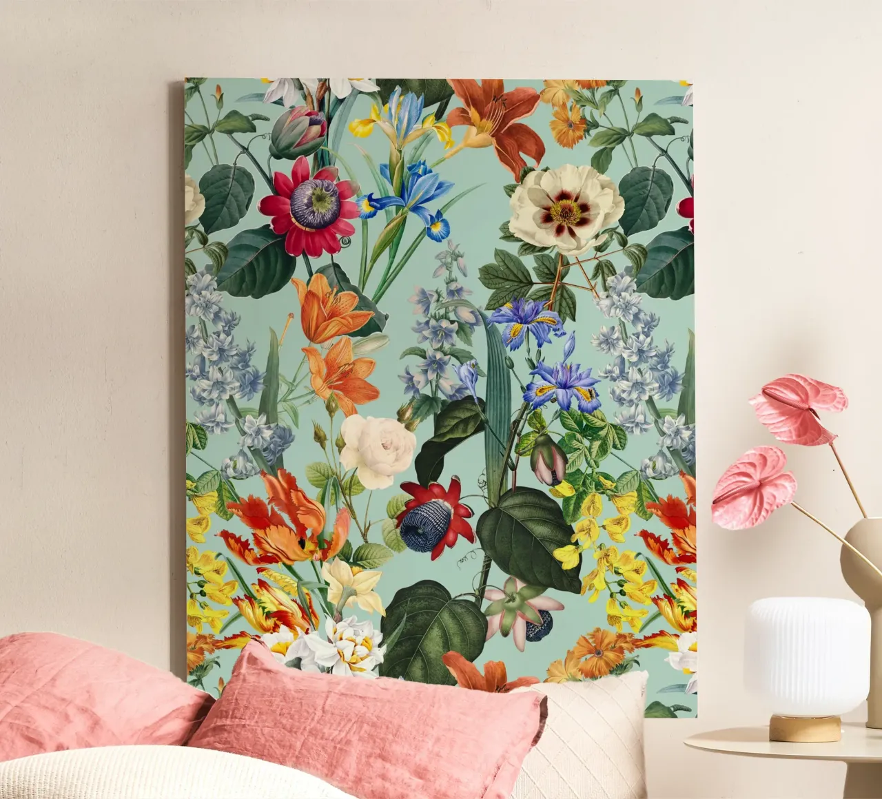 Exotische tuin met vintage bloemen canvas met Baklijst van Flower Garden - Uta Naumann