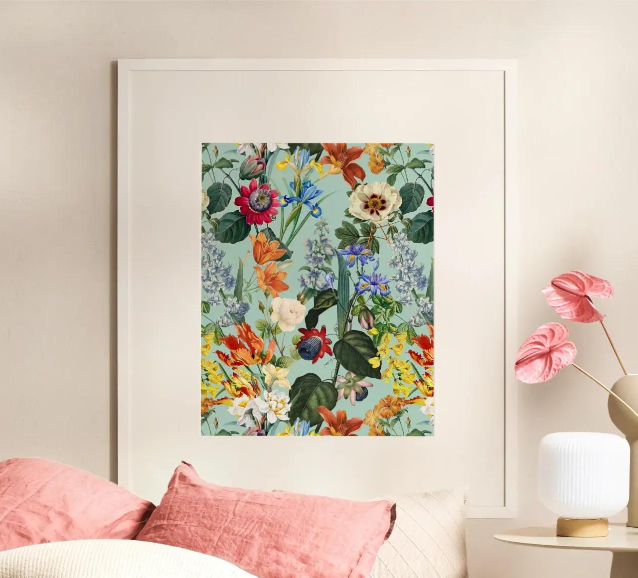 Giardino di fiori esotici d'epoca poster con telaio in legno da Flower Garden - Uta Naumann