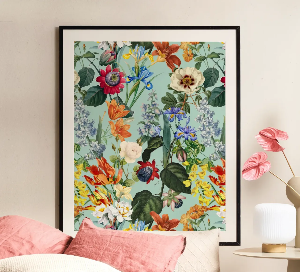 Giardino di fiori esotici d'epoca poster con telaio in legno da Flower Garden - Uta Naumann