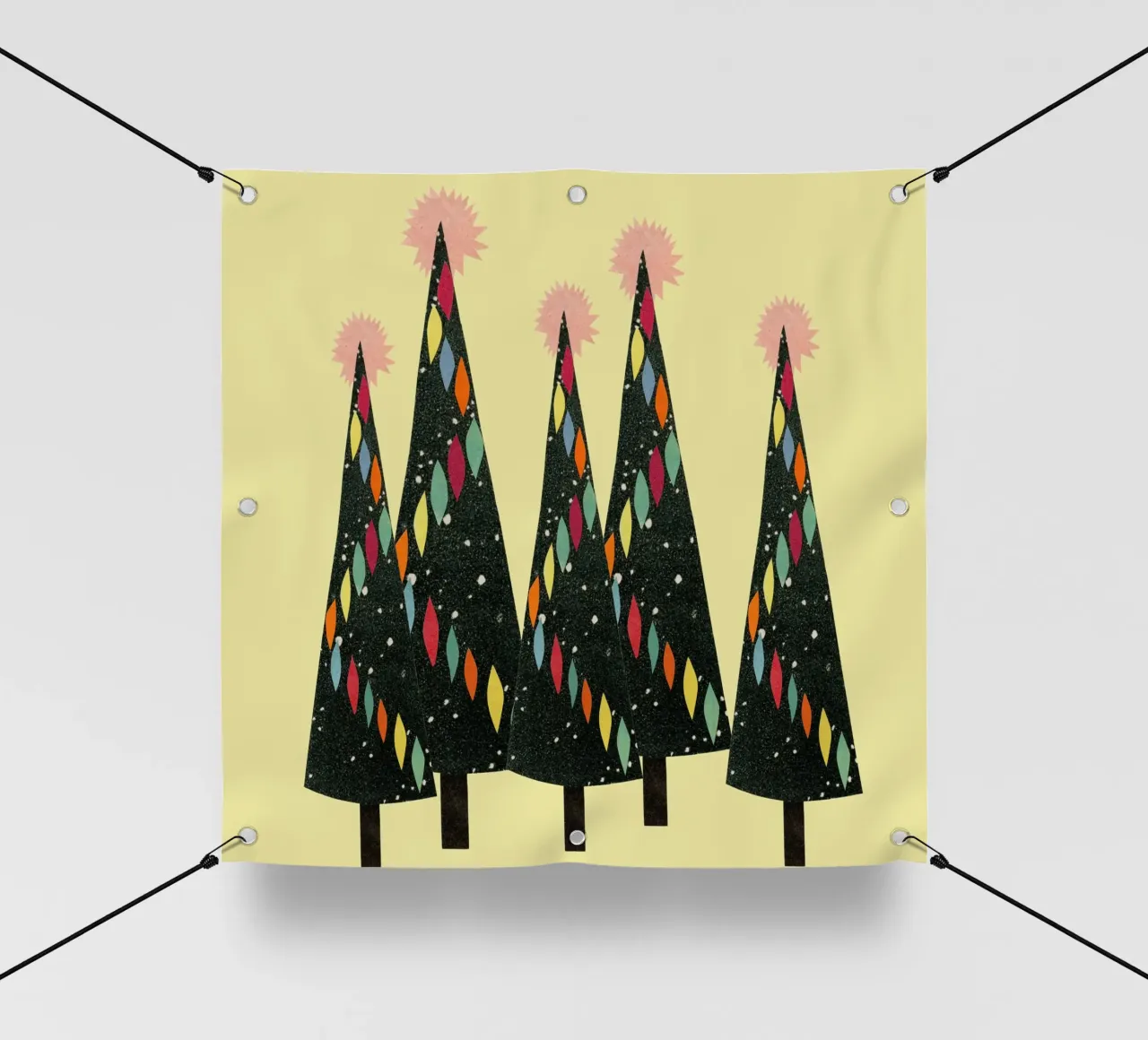 Foresta di Natale (giallo) telo in pvc da Cassia Beck Collage