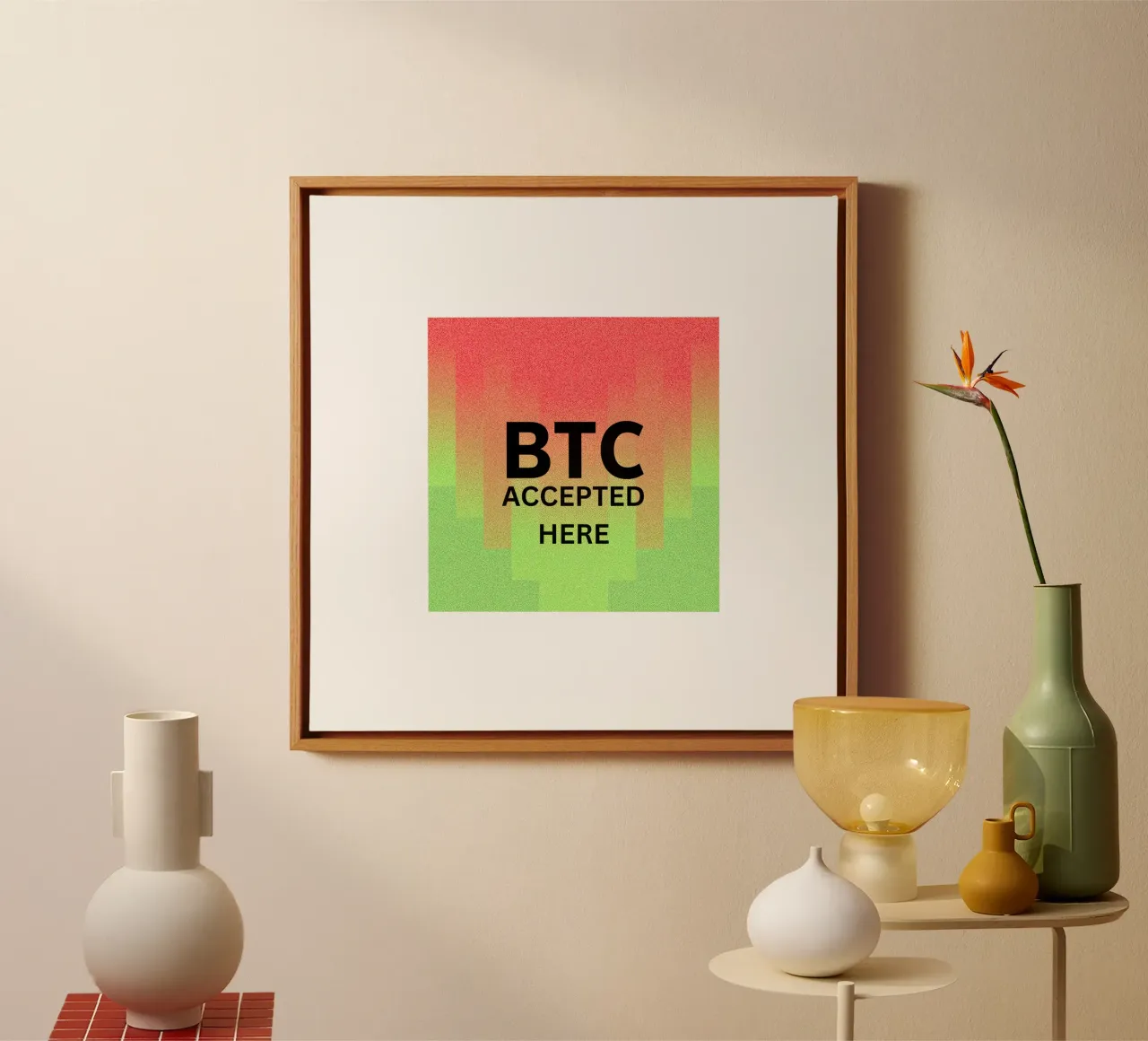 BTC...accepted here... accepted anywhere Leinwand mit Schattenfugenrahmen von Crypto_Jungle