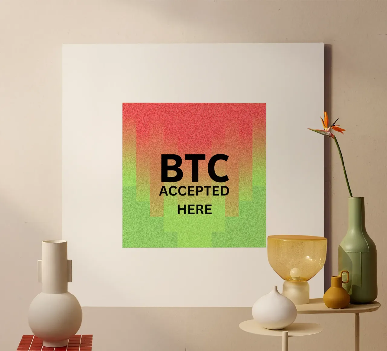BTC...accepted here... accepted anywhere Leinwand mit Schattenfugenrahmen von Crypto_Jungle