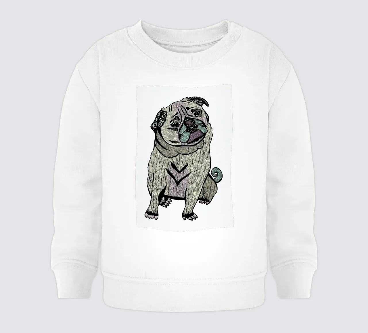 Ares The Pug felpa neonato da Pom Graphic Design