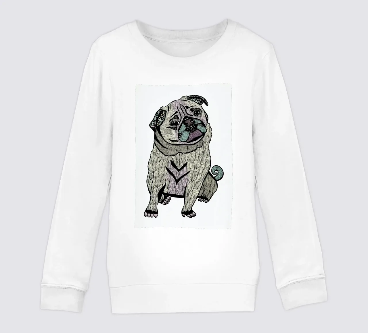 Ares The Pug kids sweatshirt by Pom Graphic Design