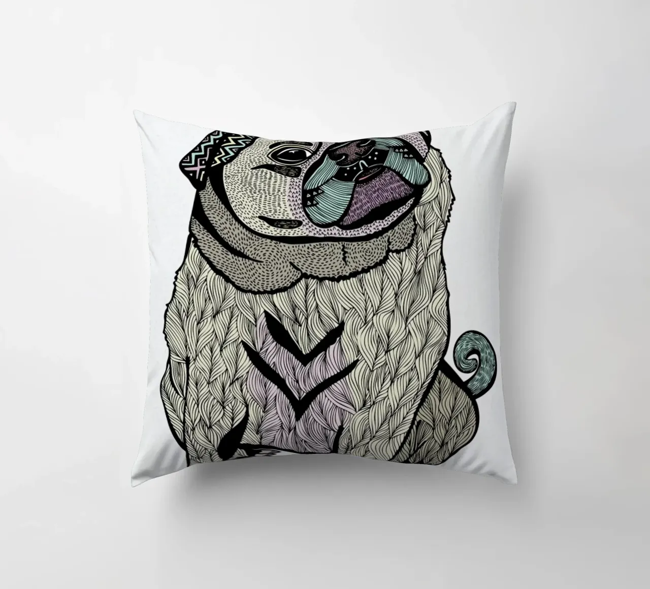 Ares The Pug decorative cushion by Pom Graphic Design
