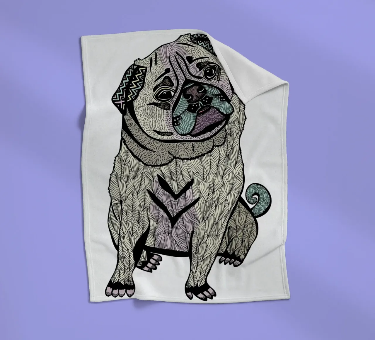 Ares The Pug coperta in pile da Pom Graphic Design