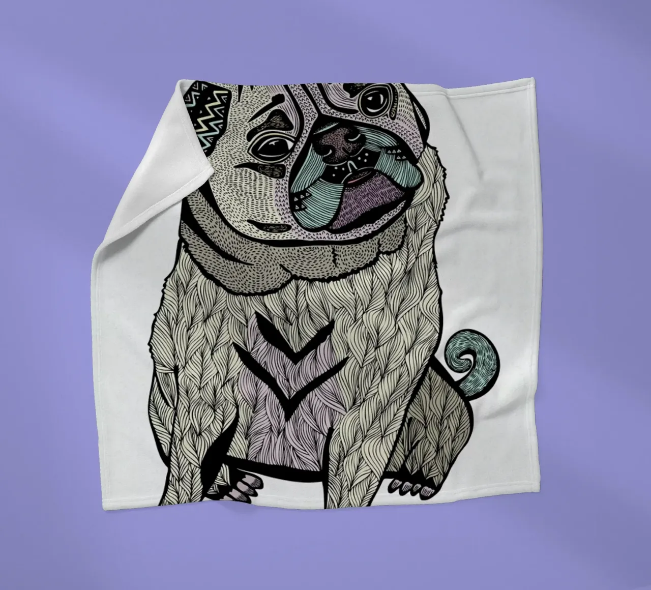 Ares The Pug coperta in pile da Pom Graphic Design