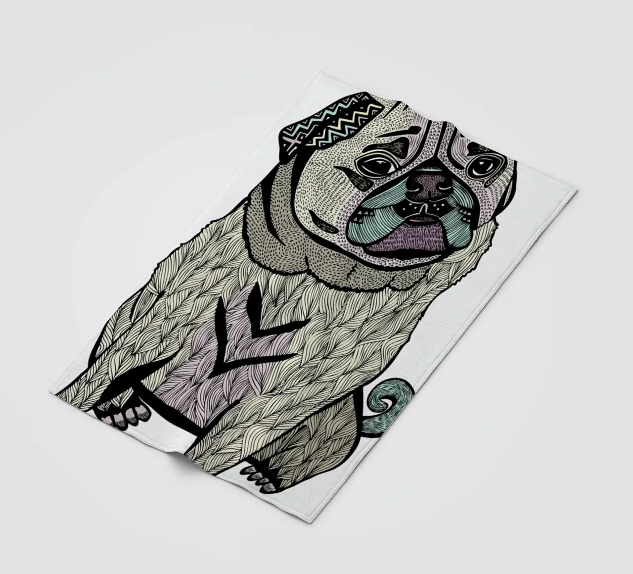 Ares The Pug coperta in pile da Pom Graphic Design