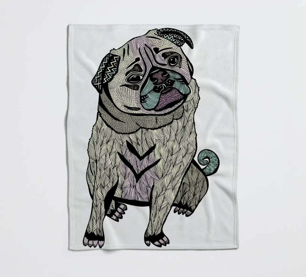 Ares The Pug coperta in pile da Pom Graphic Design