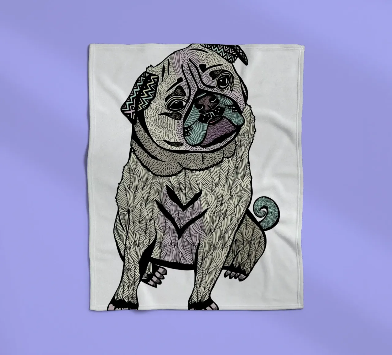 Ares The Pug coperta in pile da Pom Graphic Design
