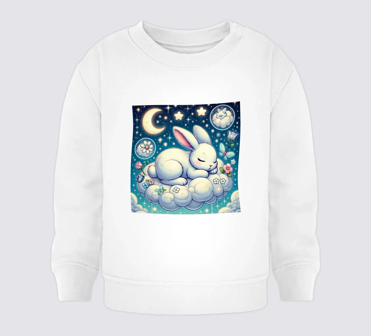 Coniglietto sognante su una nuvola felpa neonato da FluffyToons