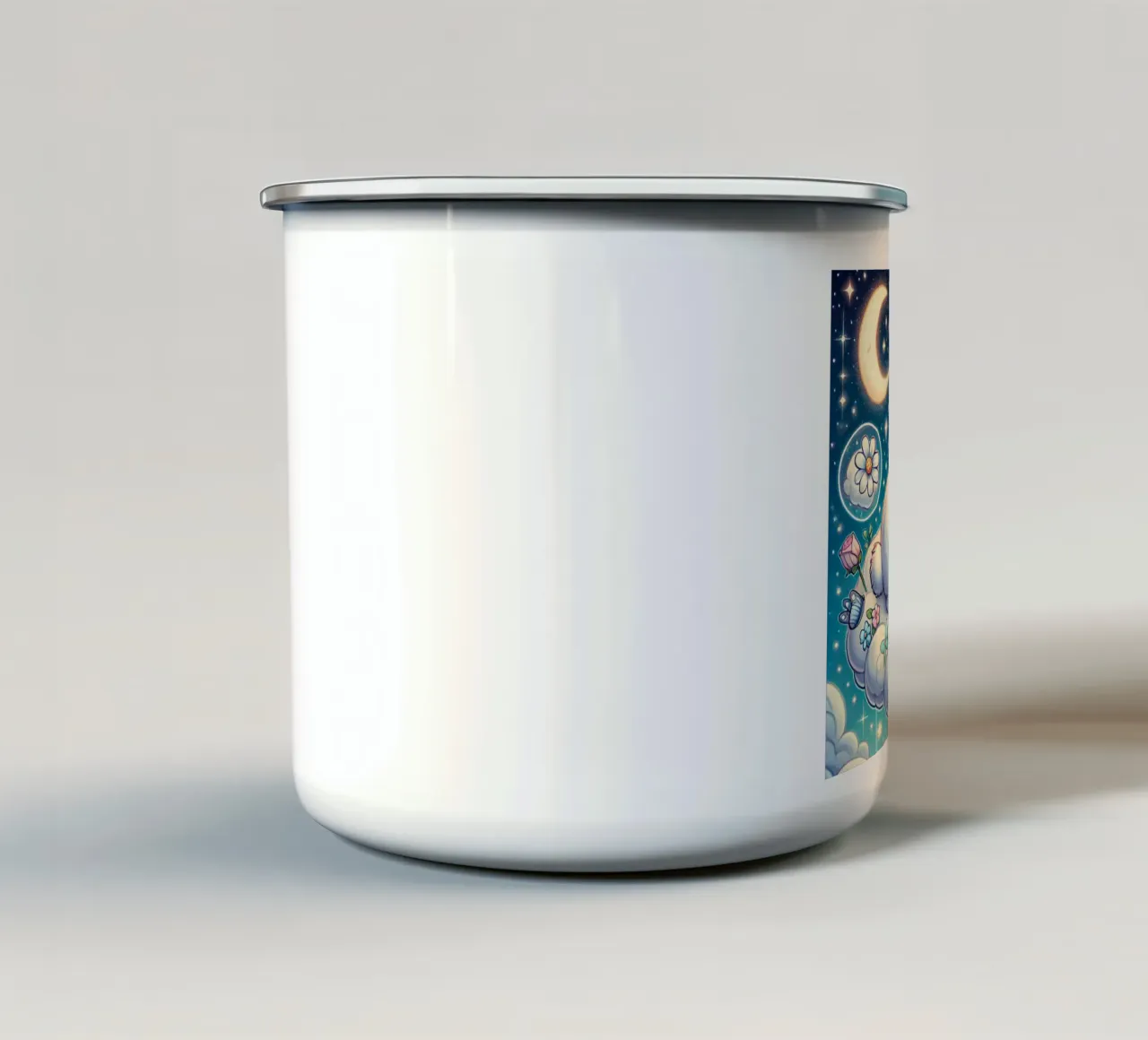 Coniglietto sognante su una nuvola tazza in smalto da FluffyToons