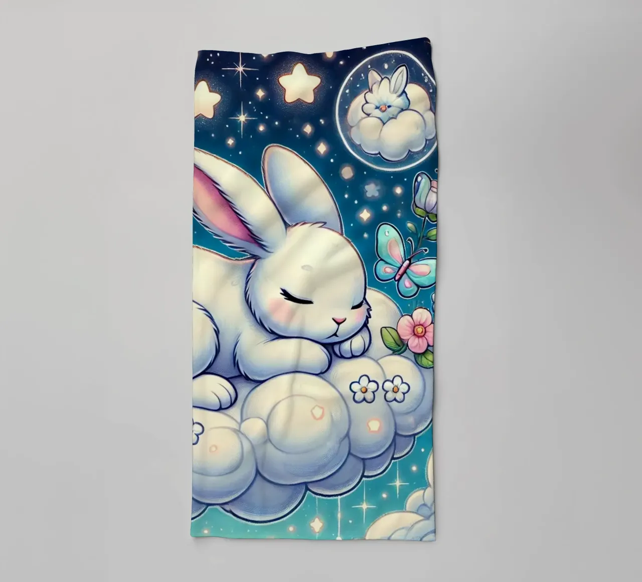 Dreamy Bunny on a Cloud towel by FluffyToons
