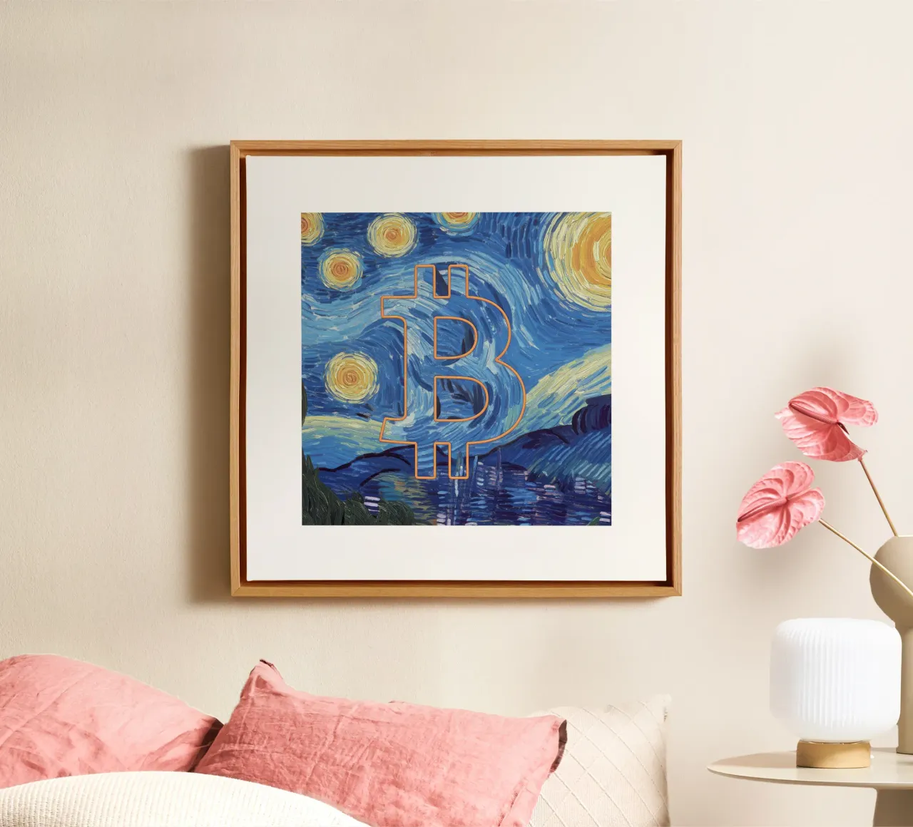 BTC... in a summer night tela con Cornice a cassetta da Crypto_Jungle