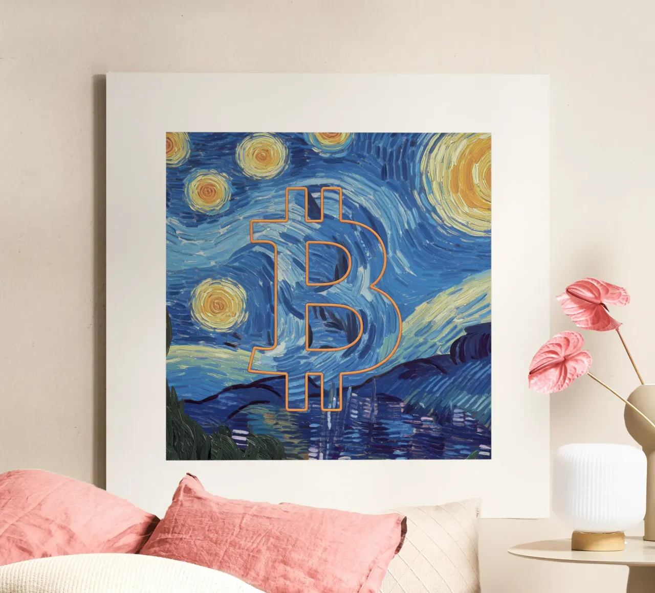 BTC... in a summer night tela con Cornice a cassetta da Crypto_Jungle