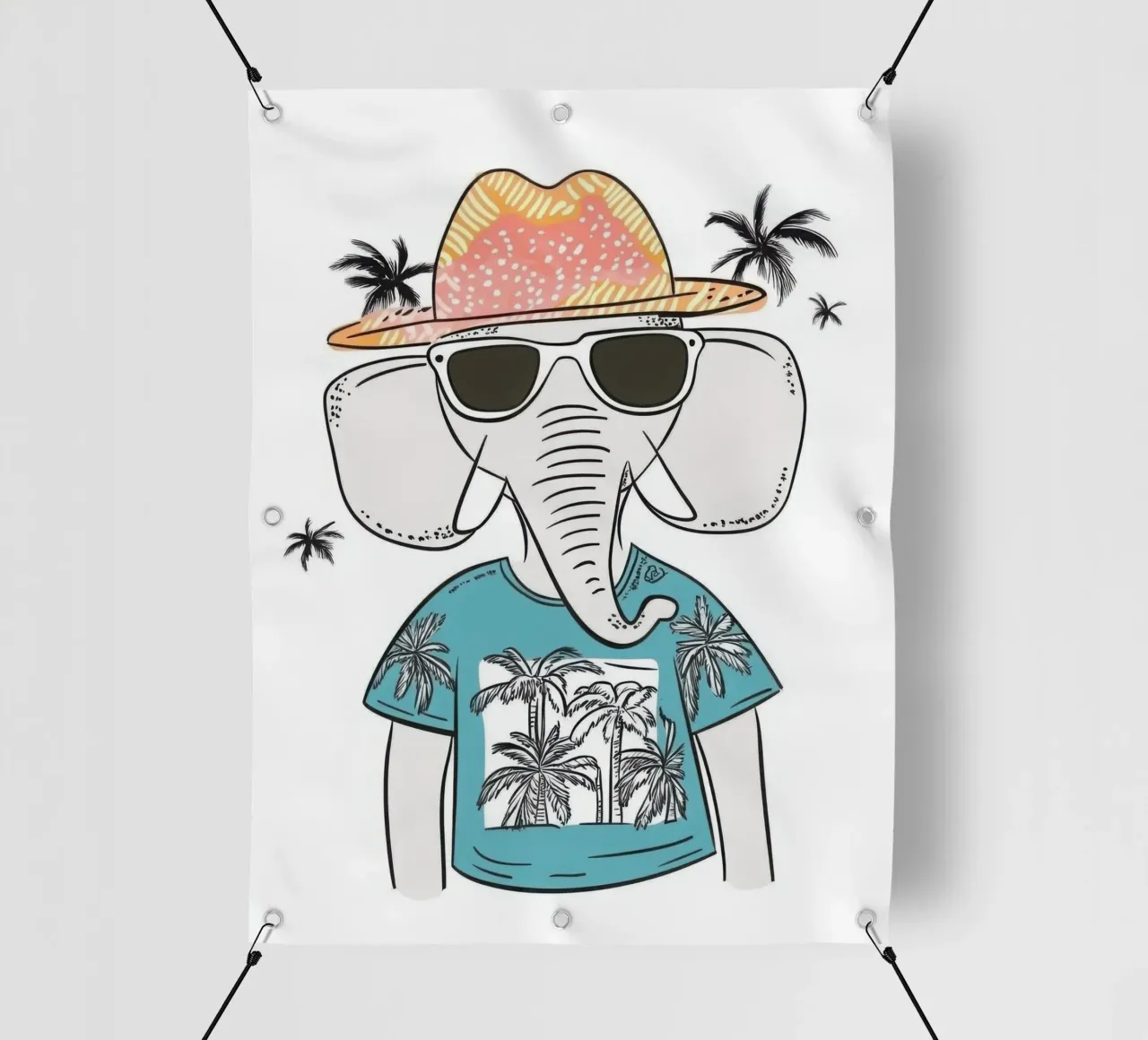 L'elefante in vacanza tropicale telo in pvc da So Cute Land - Affiches et posters