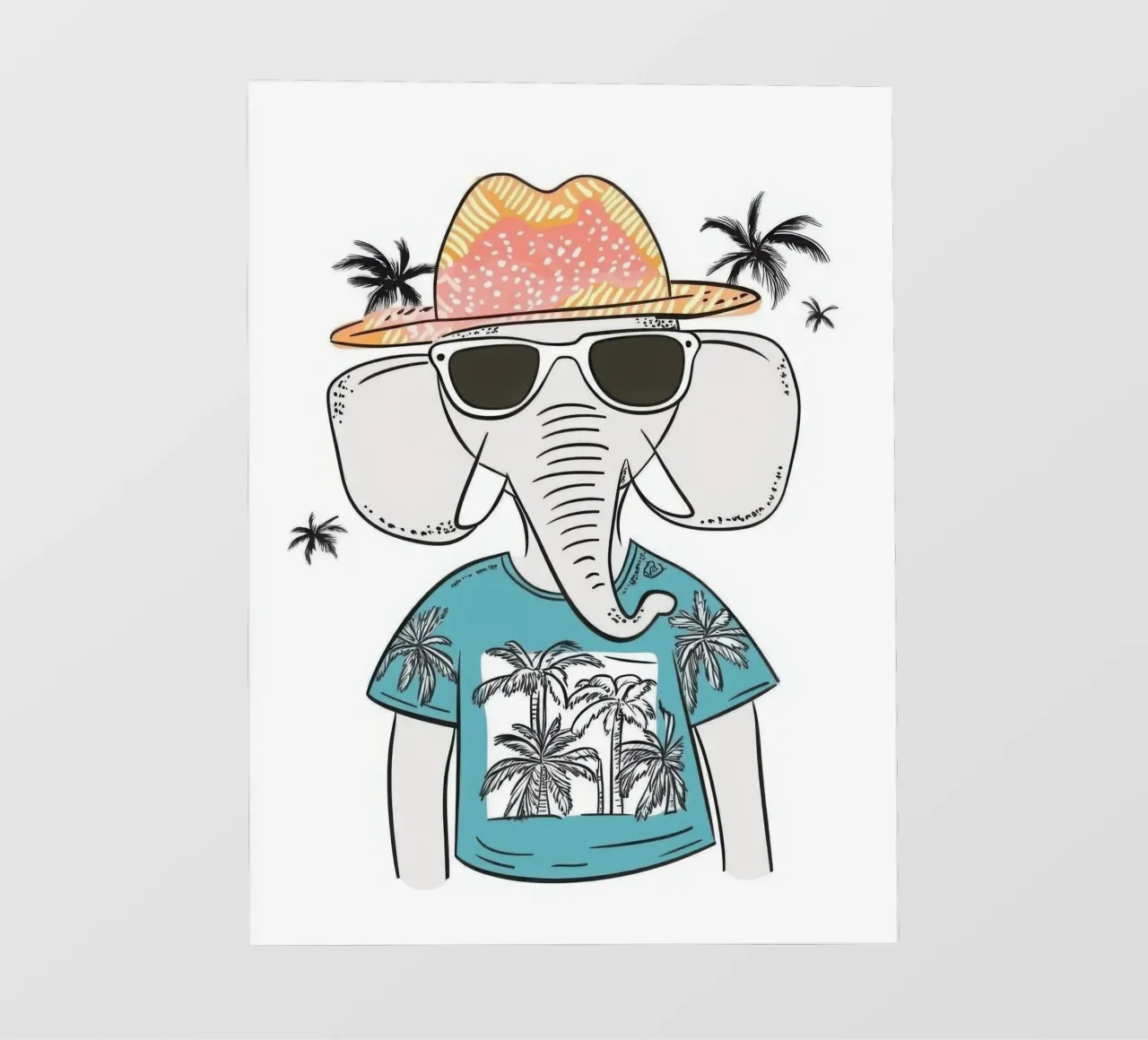 L'elefante in vacanza tropicale telo in pvc da So Cute Land - Affiches et posters