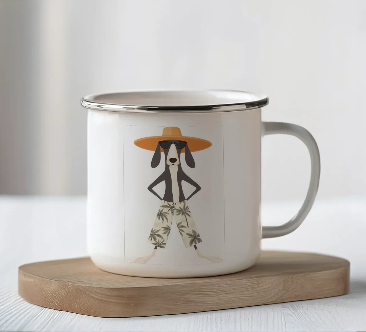 Le Chien Élégant en Vacances mug en émail de So Cute Land - Affiches et posters