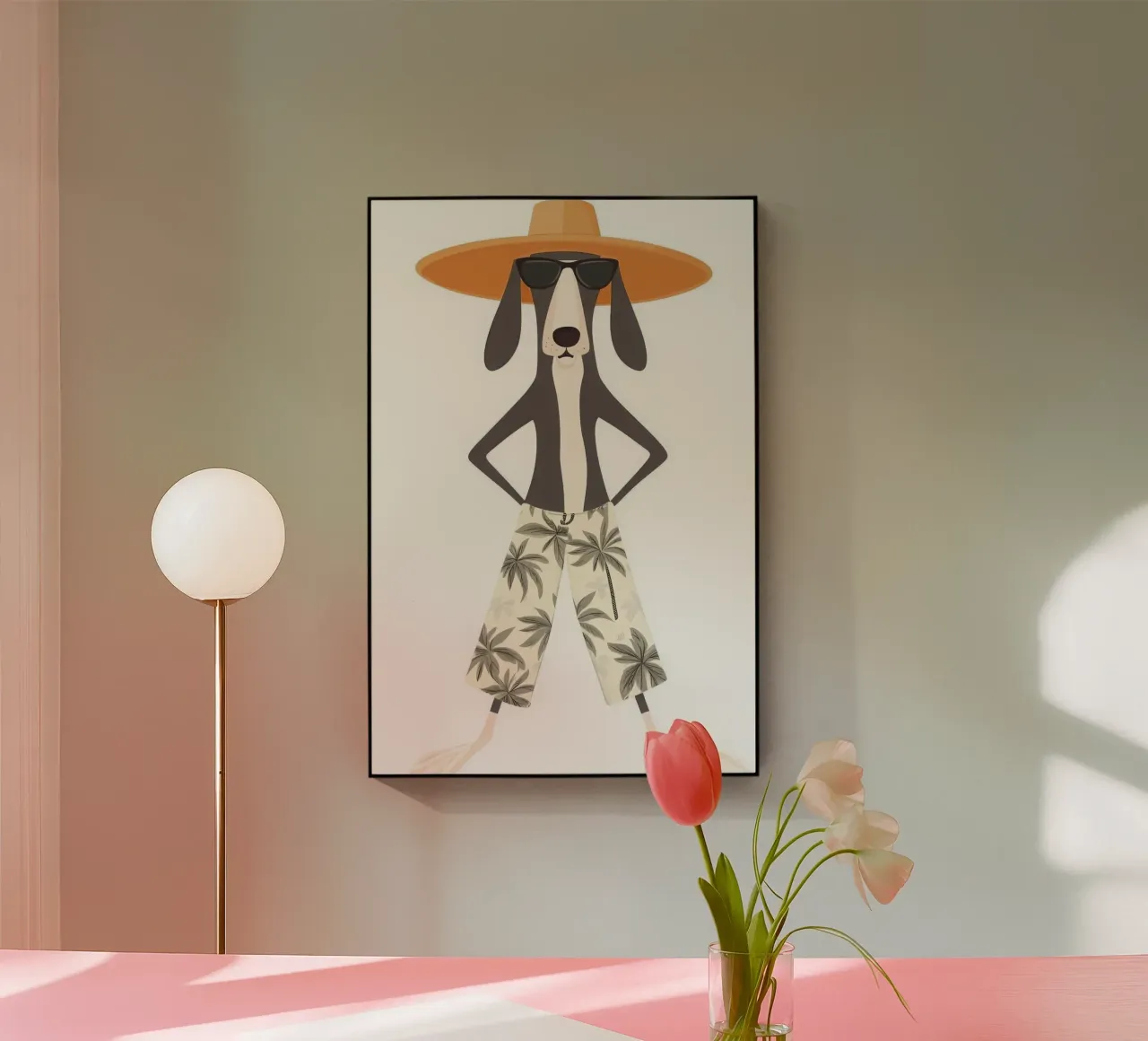The Elegant Dog on Holiday acrylic glass by So Cute Land - Affiches et posters