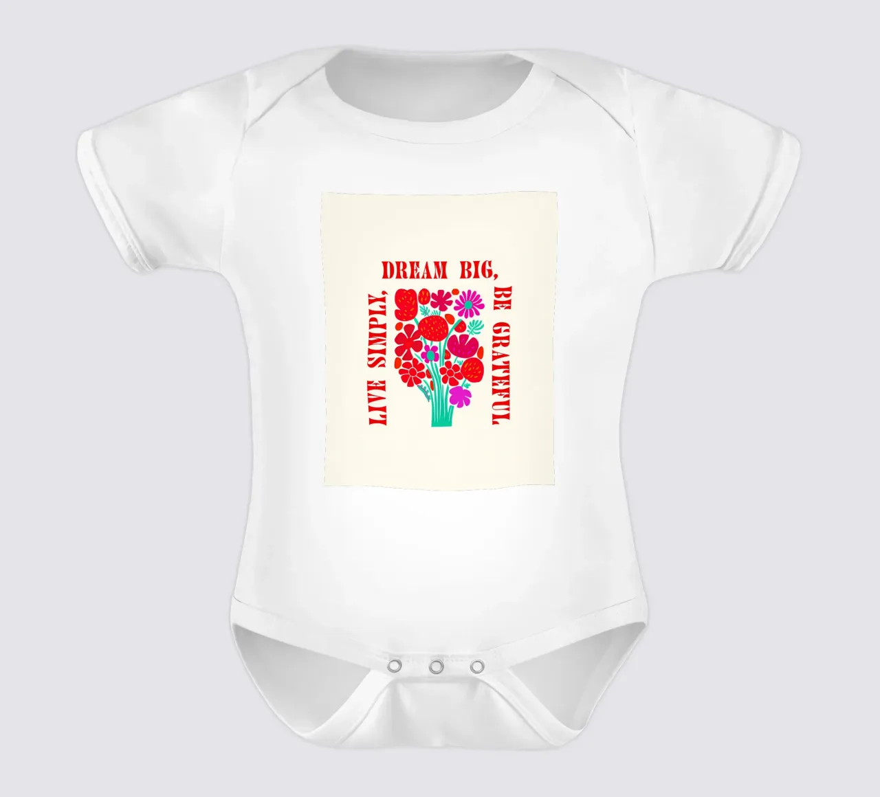 Sognare in grande, essere grati, vivere semplicemente body neonato maniche corte da inspirational quote