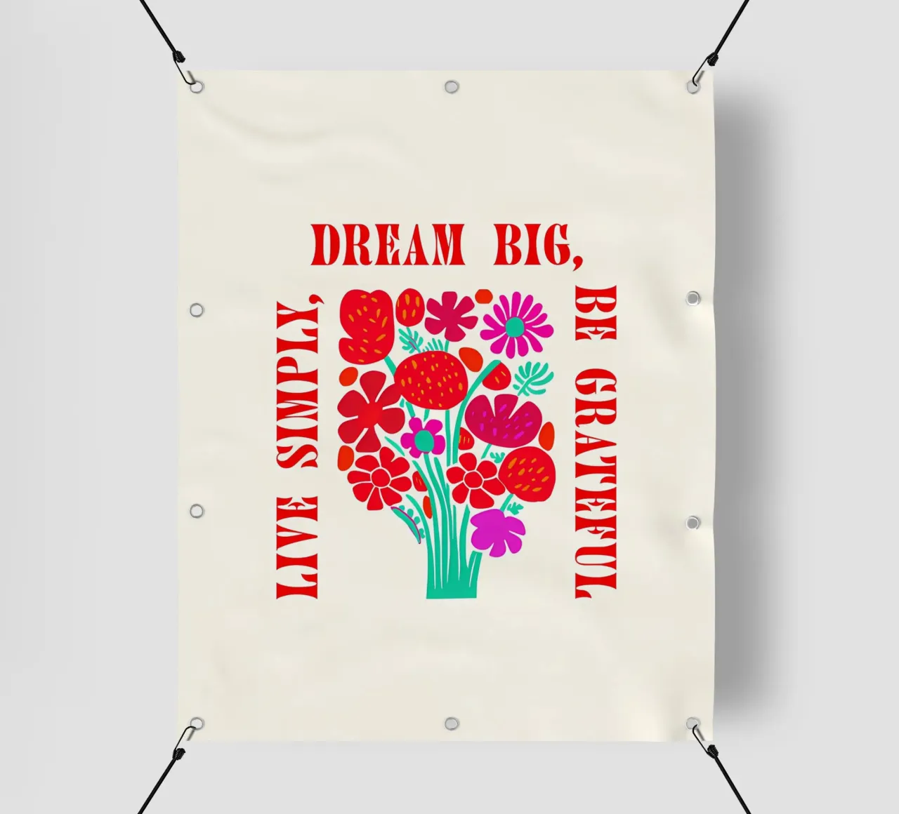 Sognare in grande, essere grati, vivere semplicemente telo in pvc da inspirational quote