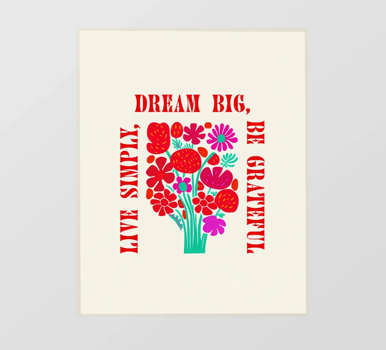 Sognare in grande, essere grati, vivere semplicemente telo in pvc da inspirational quote