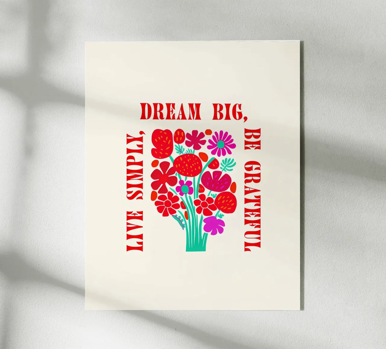 Sognare in grande, essere grati, vivere semplicemente plexiglass da inspirational quote