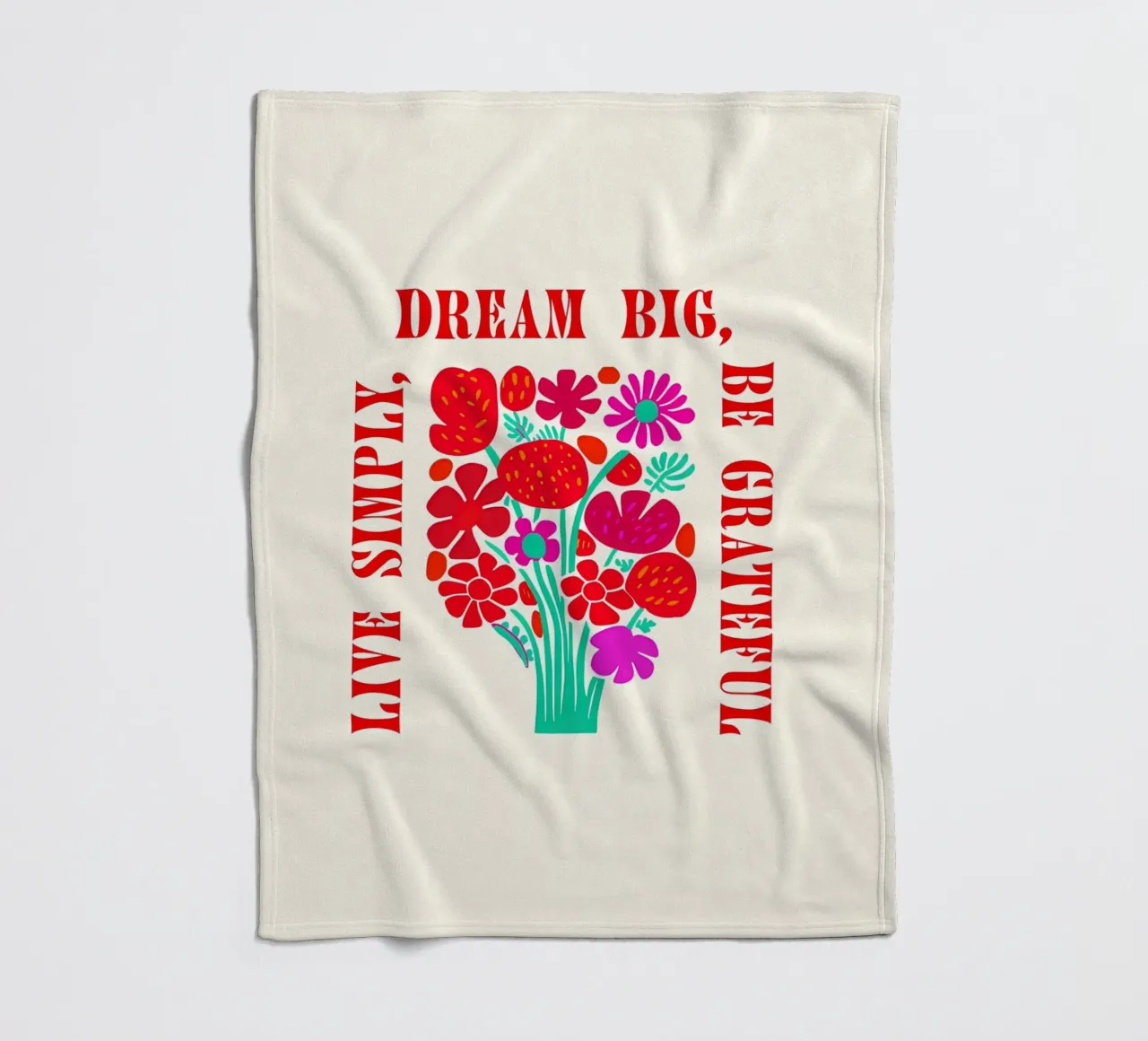 Sognare in grande, essere grati, vivere semplicemente coperta in pile da inspirational quote