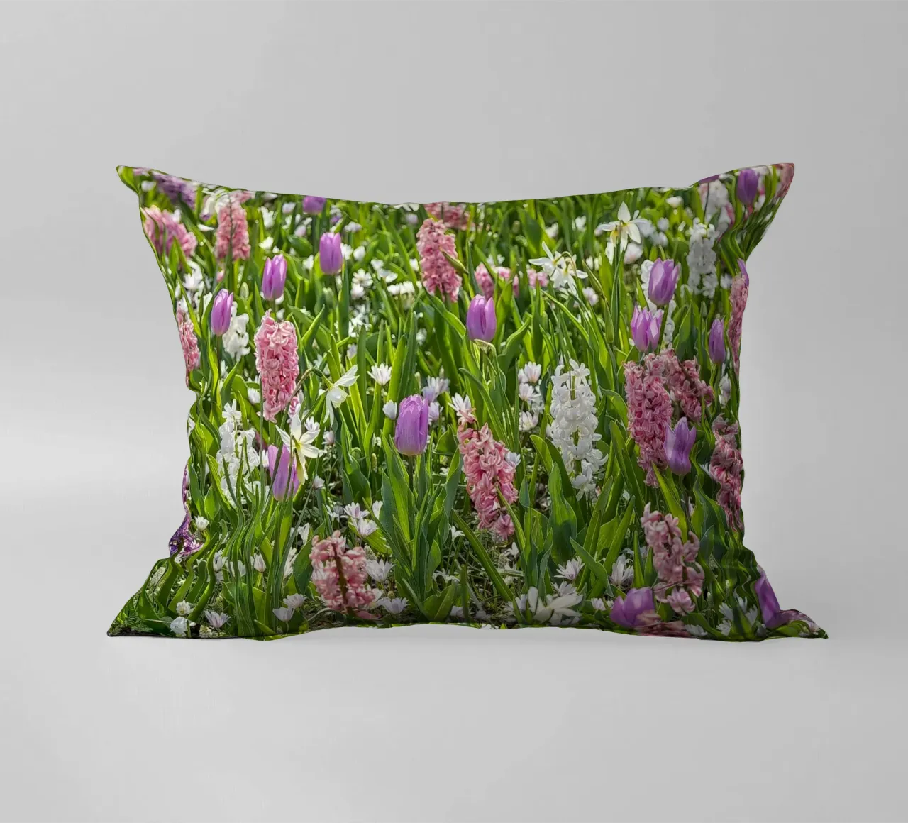 Spring Elegance: Hyacinths and Tulips decorative cushion by Curious Collections by Marielle Leenders
