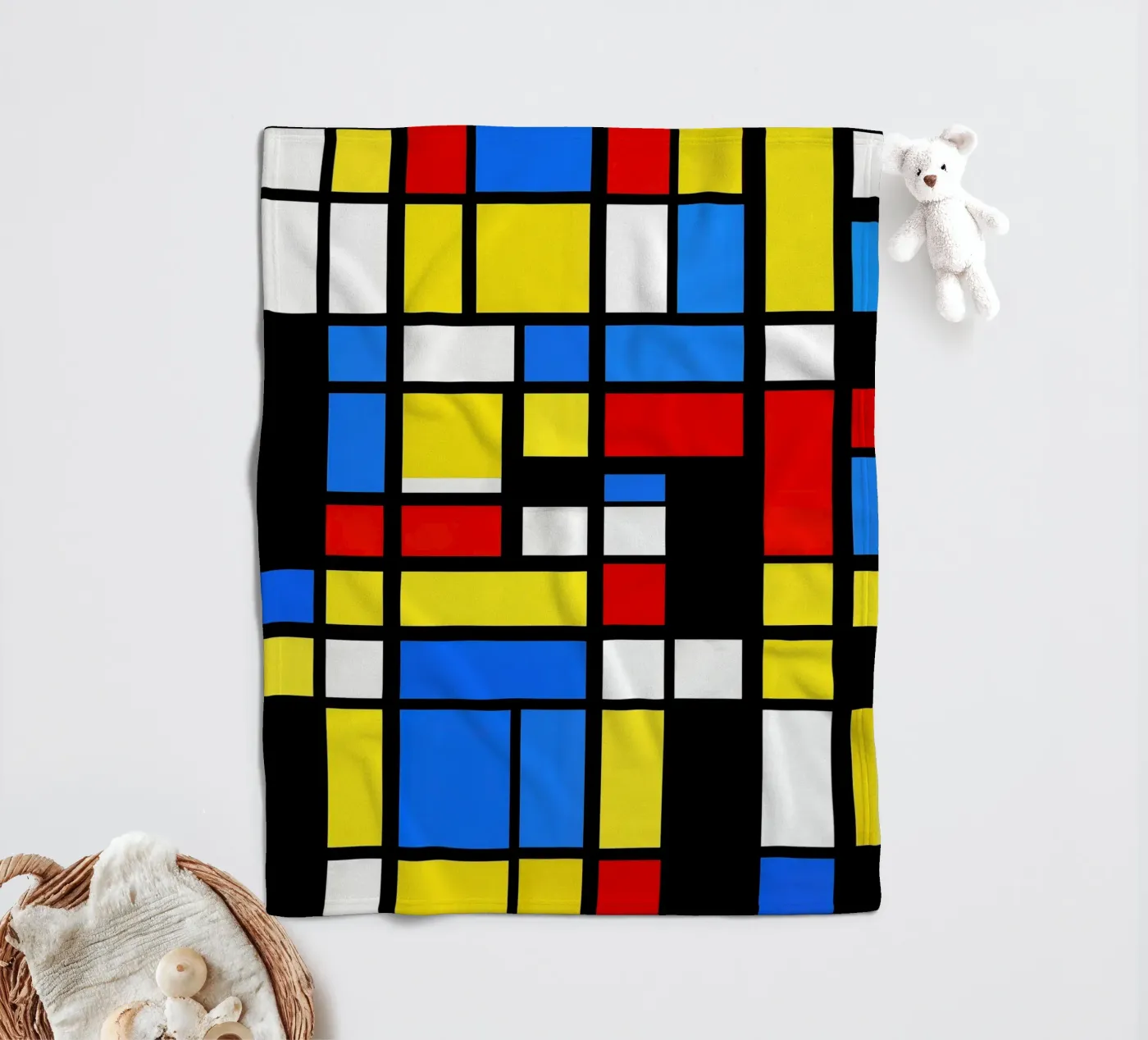 Mondrian Style Pattern fleecedeken van Autofocus