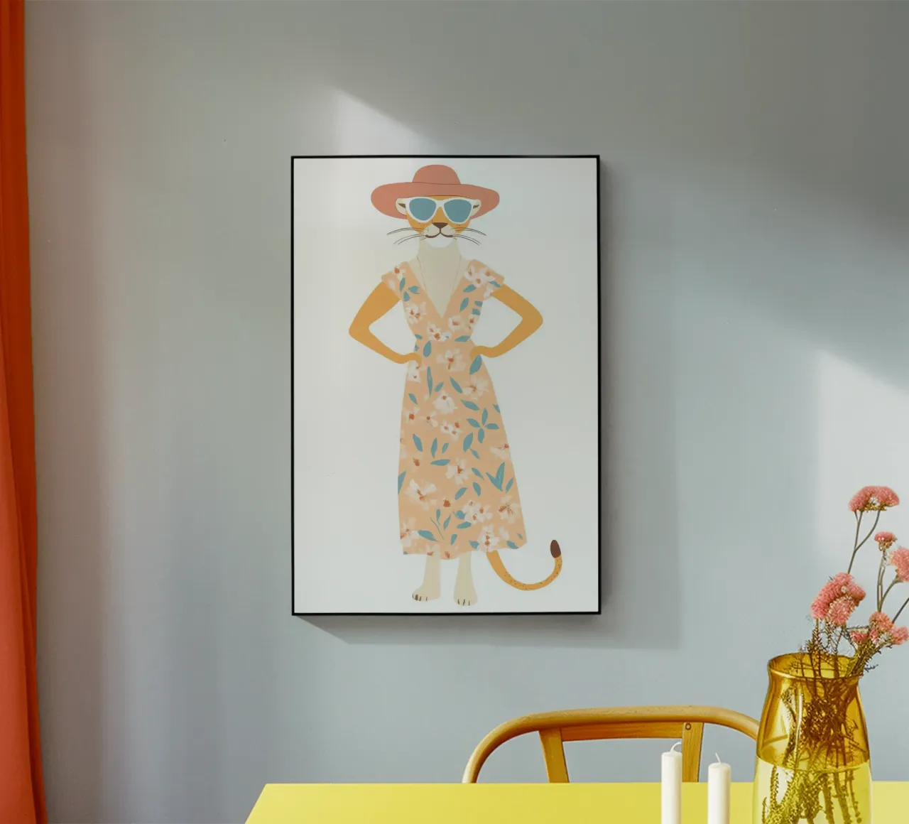 The Sophisticated Lioness in a Summer Dress acrylic glass by So Cute Land - Affiches et posters