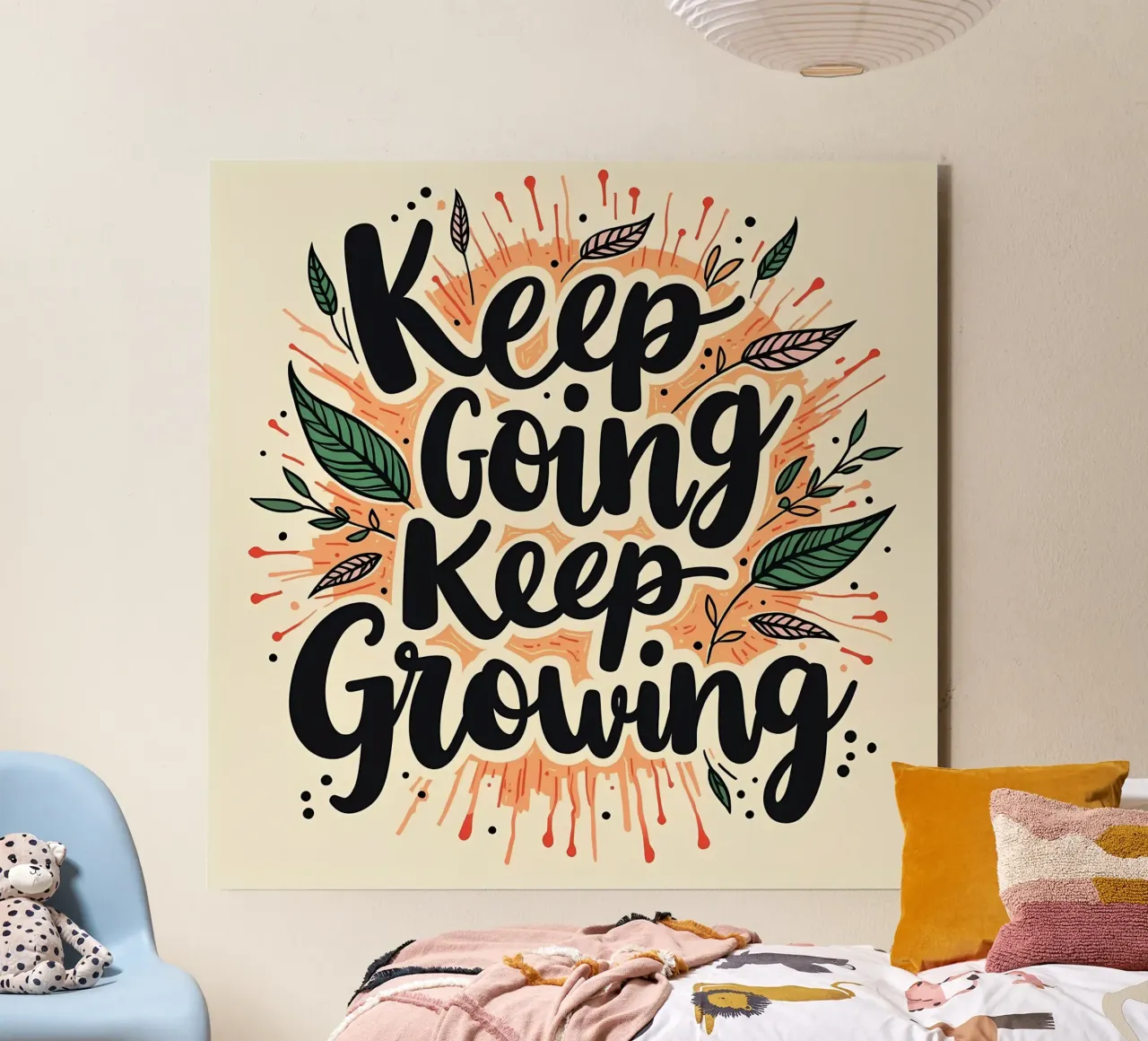 Keep Going, Keep Growing forex plate by inspirational quote