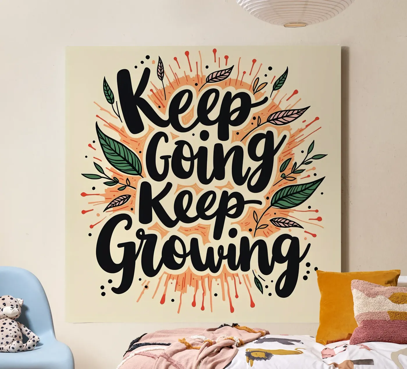 Keep Going, Keep Growing canvas by inspirational quote