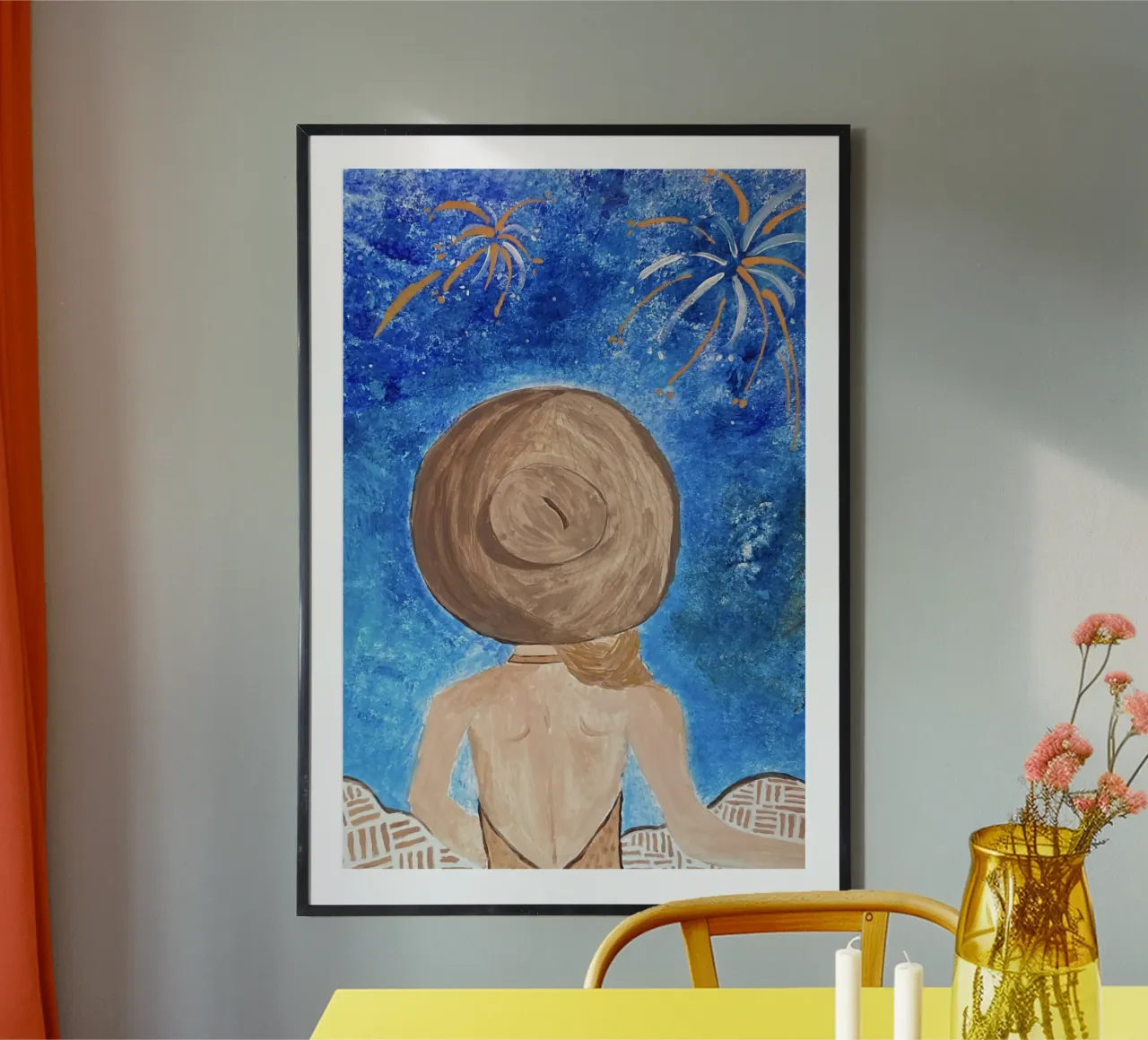 Nuit d'été poster avec cadre en bois de Aliciavgz