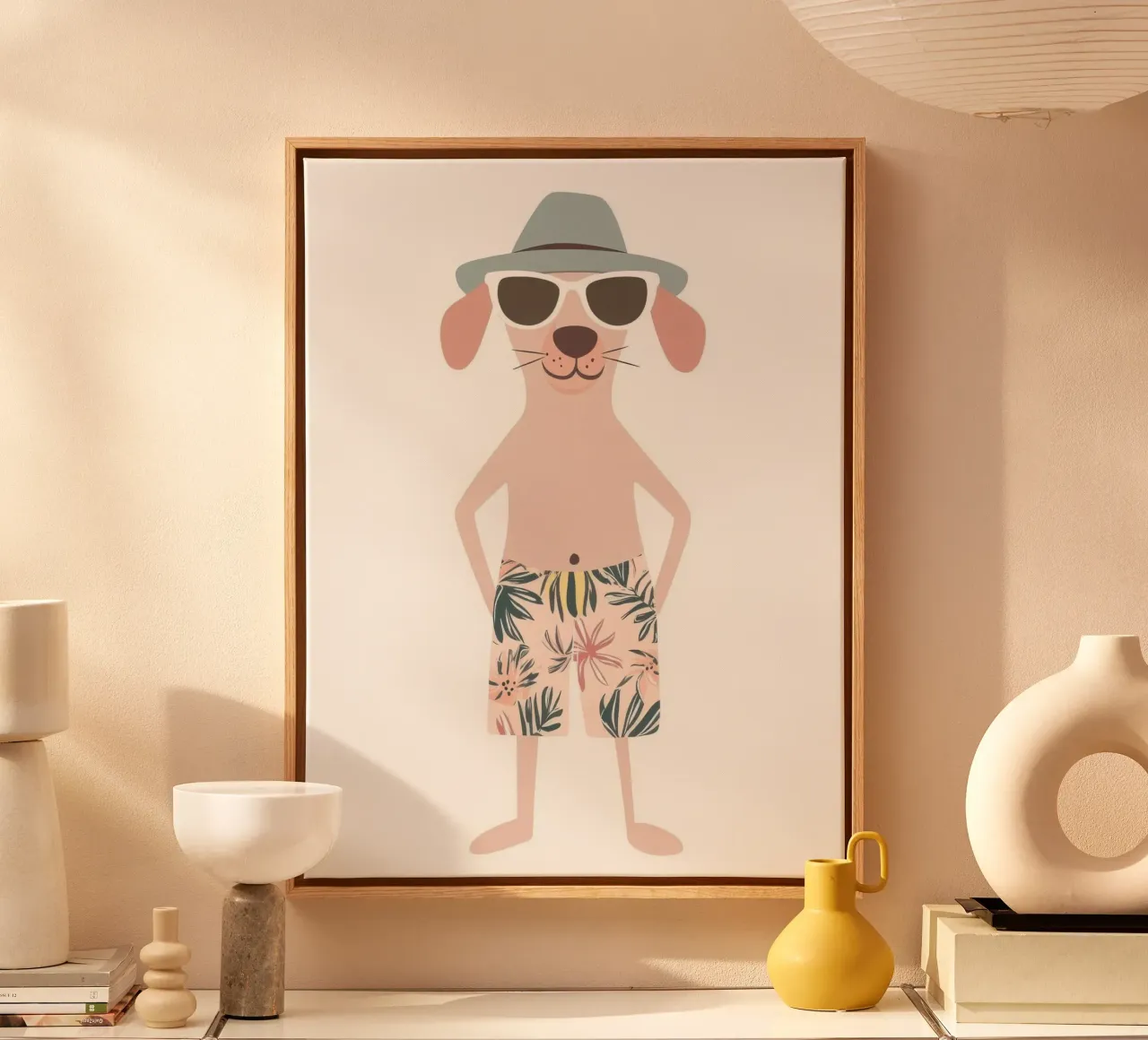 Chien Estival tela con Cornice a cassetta da So Cute Land - Affiches et posters