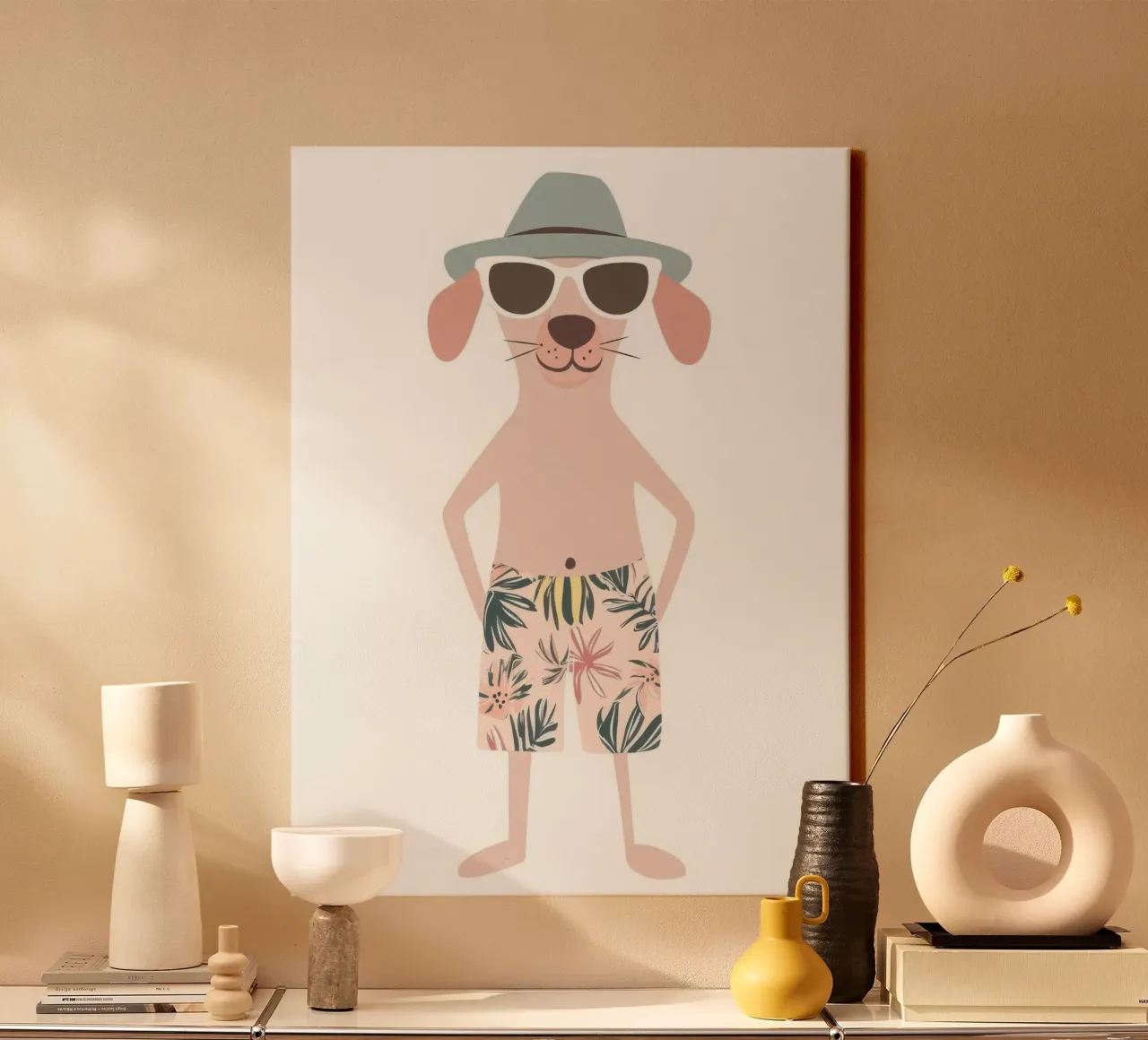 Chien Estival tela con Cornice a cassetta da So Cute Land - Affiches et posters