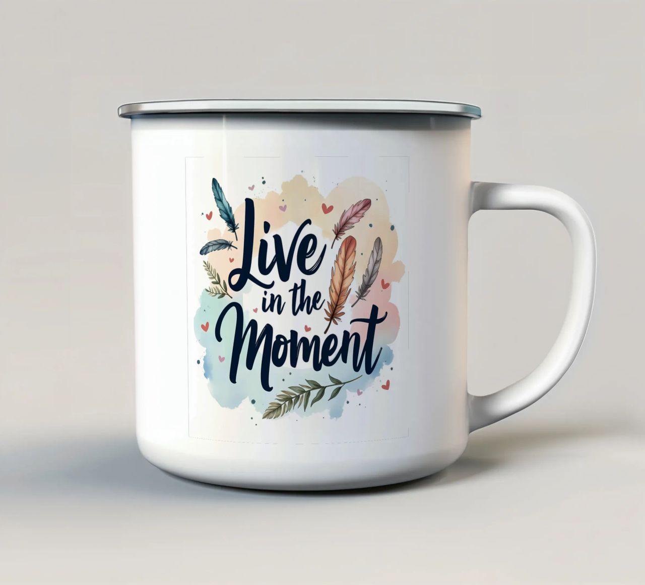Vivere il momento tazza in smalto da inspirational quote