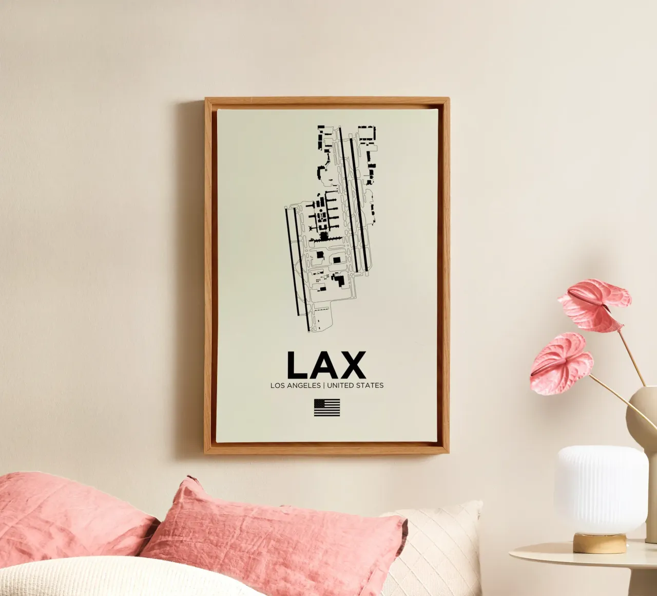 LAX Airport Los Angeles canvas met Baklijst van 08left