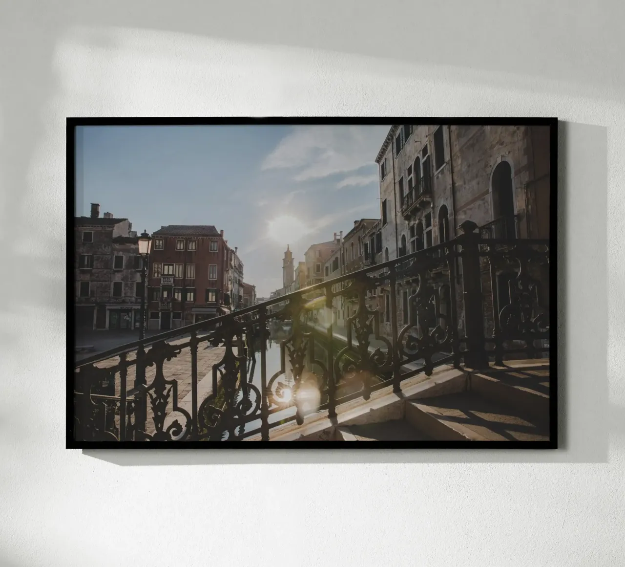 Bridge and canal in Venice in summer poster by Lisa Jureczko Arts Illustration