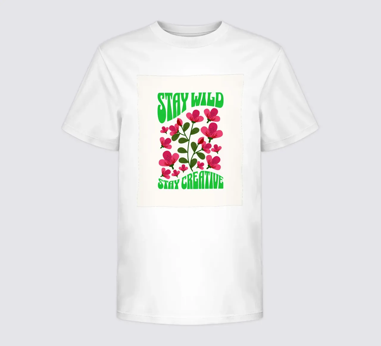 Stay Wild, Stay Creative - Floral Artwork kids t-shirt by inspirational quote