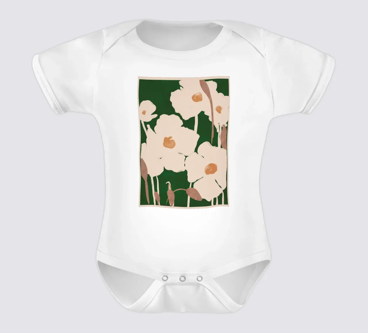 Abstract Flowers 9 short-sleeve baby romper by ThingDesign