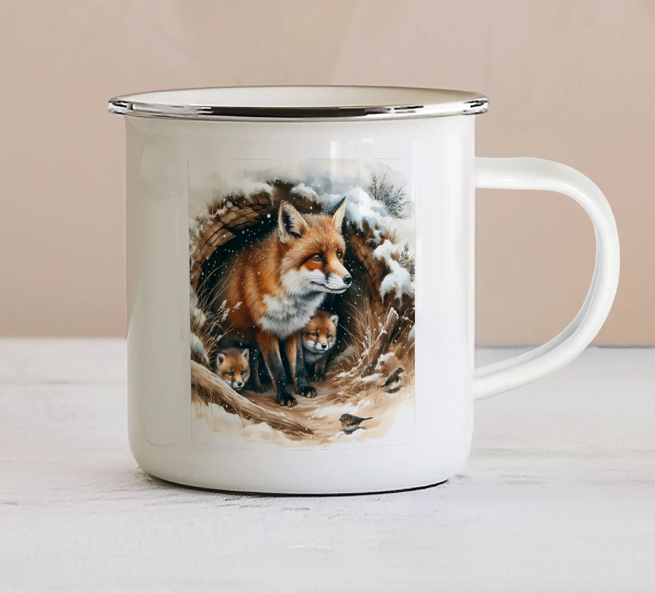 Volpe di Natale tazza in smalto da ARTOMATIC